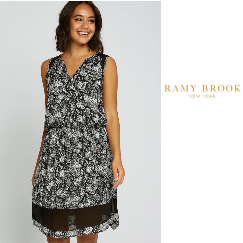 NEW Ramy Brook Monochrome Patterned Dress